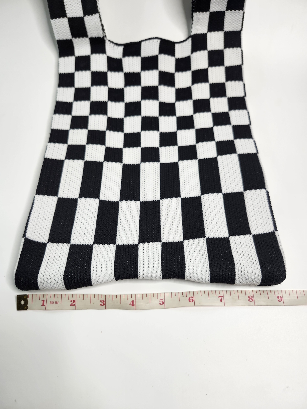 Tote Bag Black & White Checker Knit - Picture 4 of 5